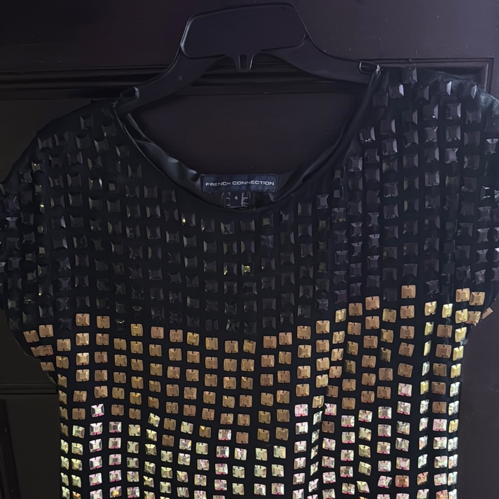 French Connection Black Top with Gold Accents